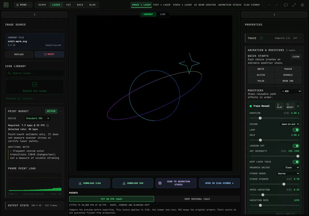 How Do I Animate a Static SVG for a Laser?