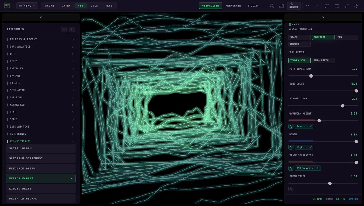 Winamp-Style Visualizer for Spotify and YouTube, in a Tab
