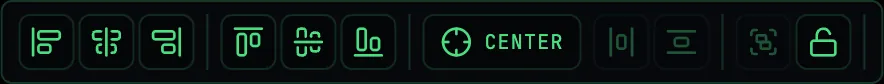 The alignment toolbar above the canvas
