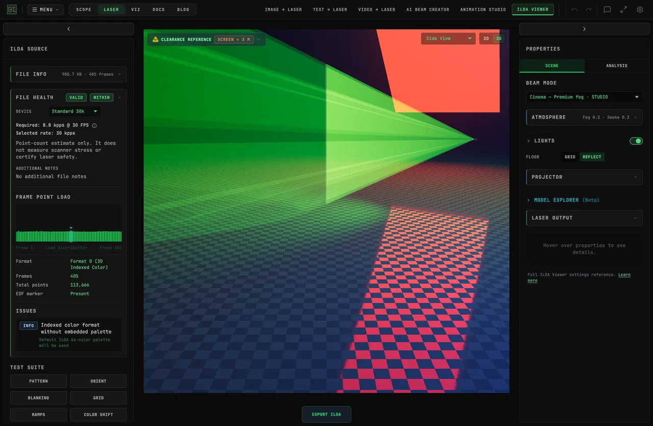 BT LASER STUDIO — ILDA VIEWER 3D