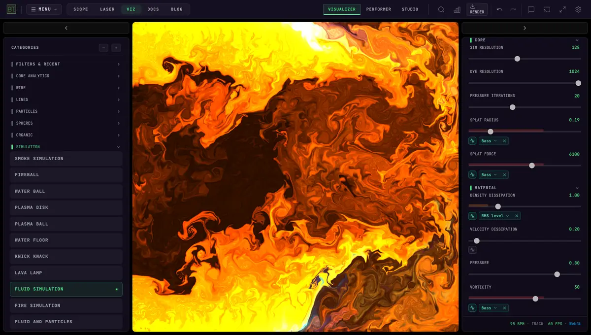 AUDIO VISUALIZERS — FLUID SIMULATION
