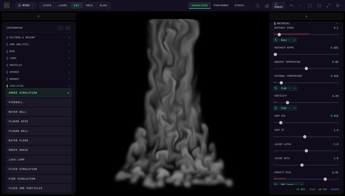 AUDIO VISUALIZERS — SMOKE SIMULATION