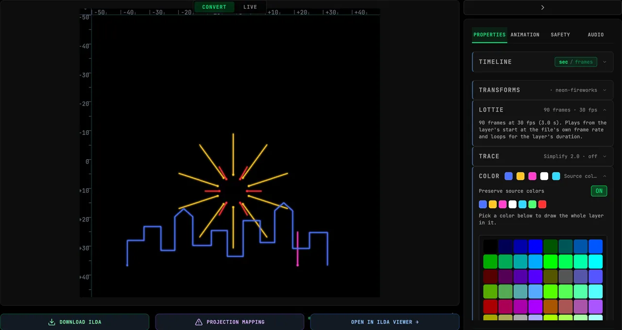 Lottie to Laser: Turn a Lottie Animation into an ILDA Show