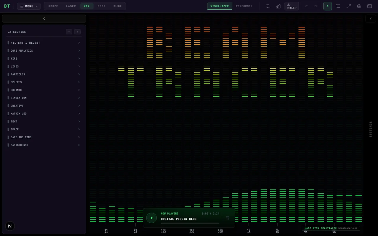 Settings panel with activity chips for assigning modulation under controls