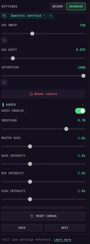 Flow Lines audio controls in Studio with Audio Enabled on