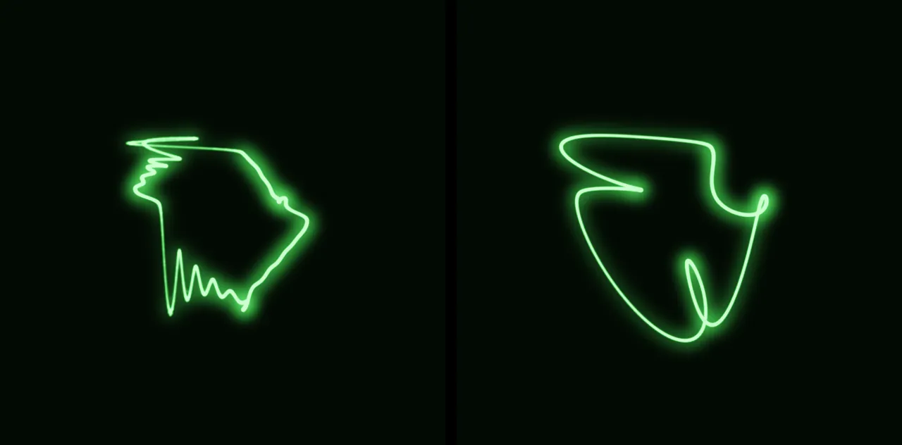 Low-pass filter on an oscilloscope: sharp corners at 6 kHz cutoff versus a smoothed outline at 1.2 kHz
