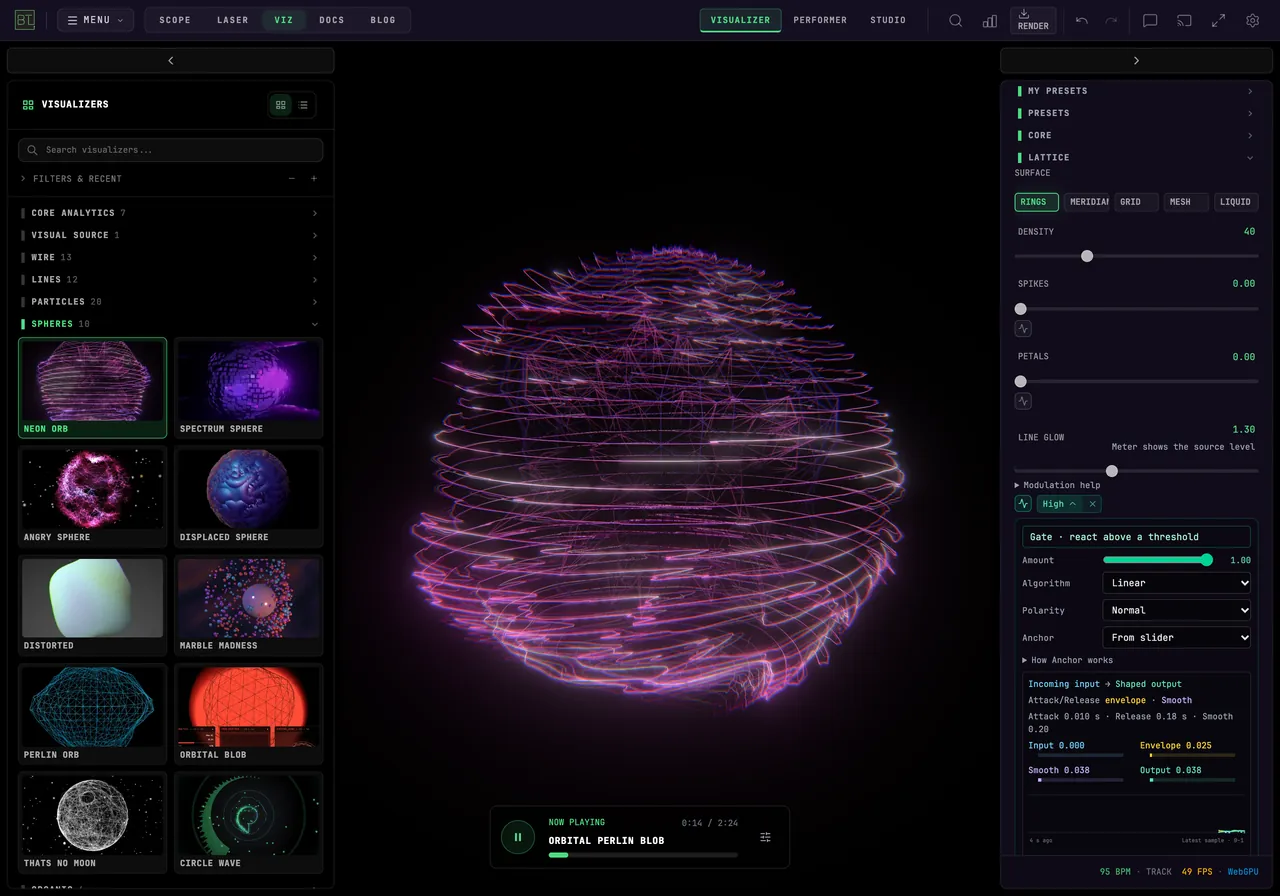 High route settings beneath Line Glow in the real Neon Orb settings panel