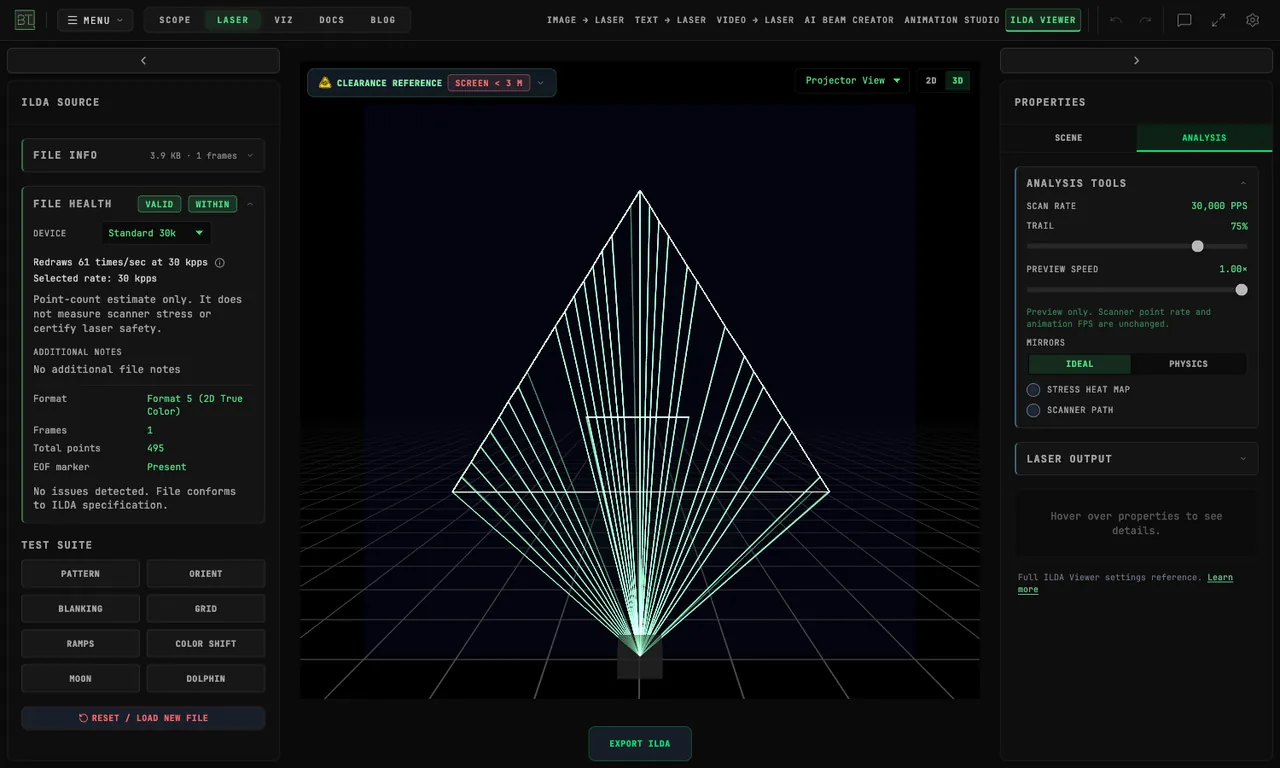 The same file in Galvo mode with IDEAL selected