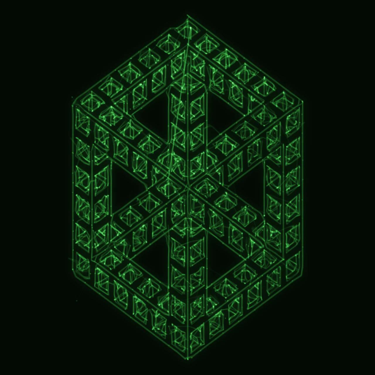 Detailed vector artwork traced as XY oscilloscope line art, where sample rate headroom matters most