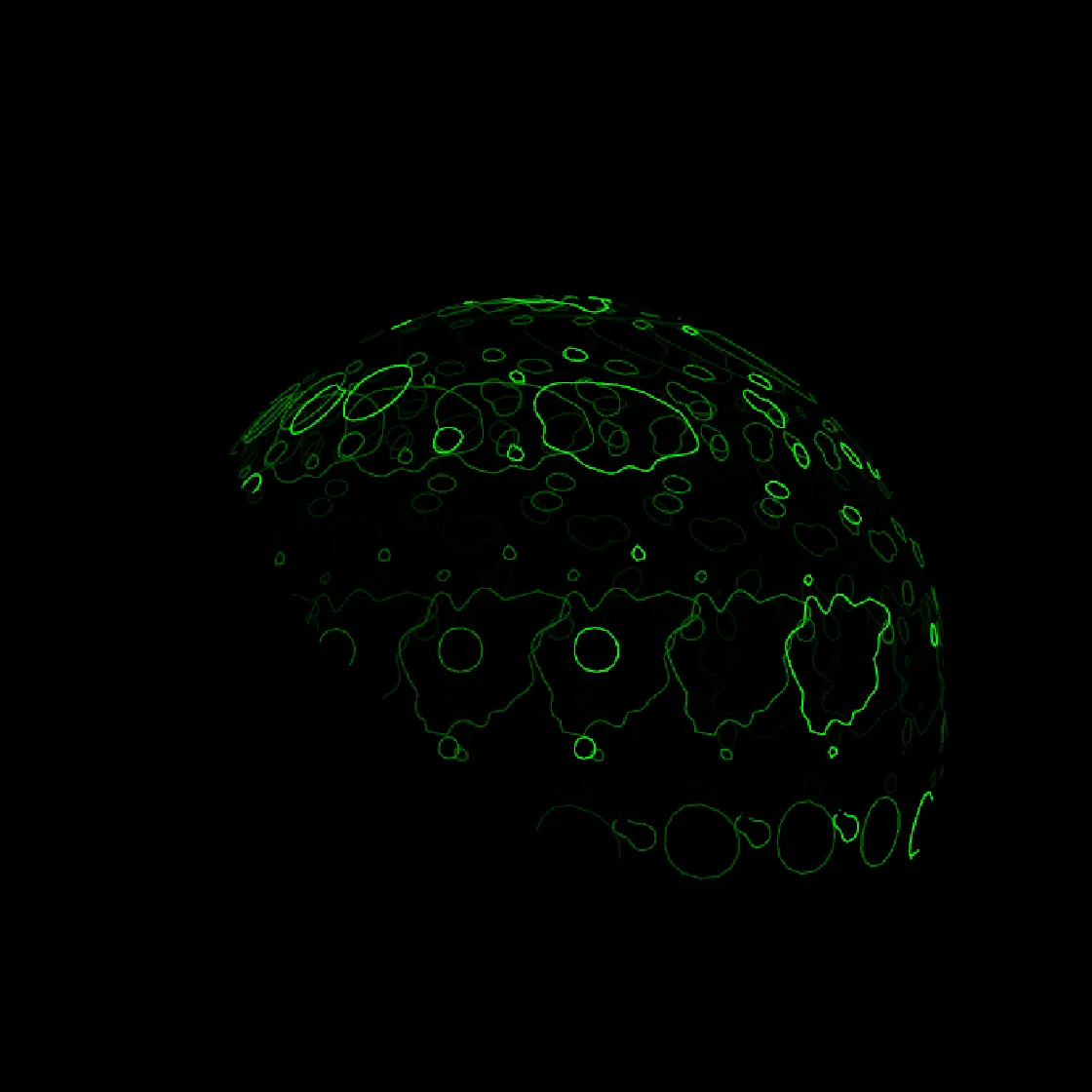 The 2D preview with the stress heat map overlay on: the moon test file traced in green, meaning every segment scans within safe limits