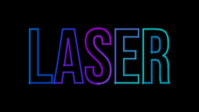 NEON INK: LASER written in flowing blue, cyan and magenta