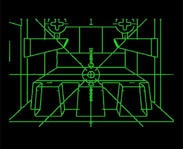 SVG PARSER: the same frame traced as clean continuous green lines that match the original