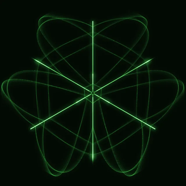 ROTATE and KALEID together: a six-segment mandala of the Lissajous figure spinning