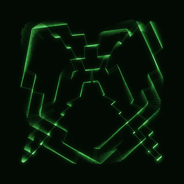 POLYGON: the figure snapped to a five-sided lattice with radial stripes, turning at Rot Speed 0.25