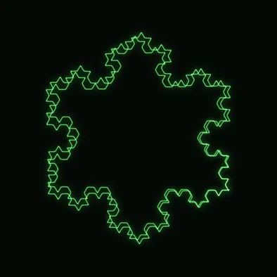 FRACTAL: the Koch Snowflake turning through a full rotation