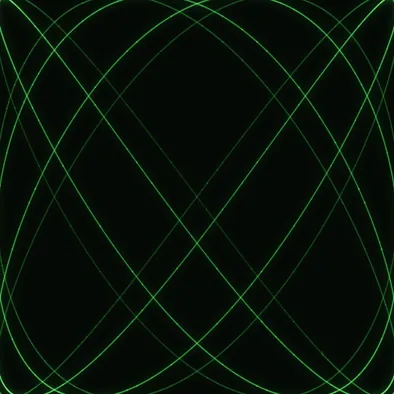 LISSAJOUS: the 3:4 figure rotating through its phases as Phase X sweeps