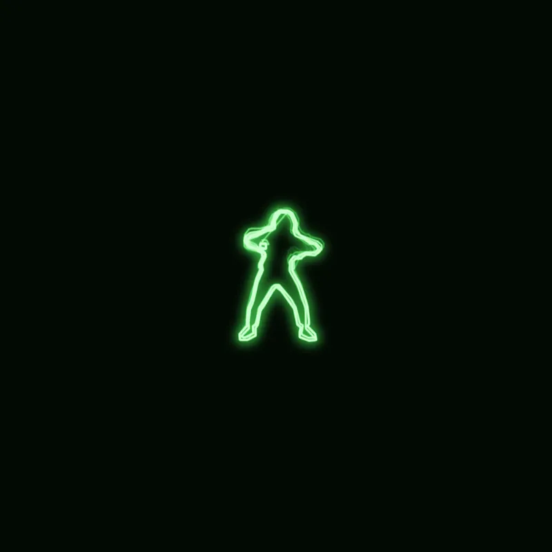 The scope drawing a dancing figure as clean closed outlines in Standard mode with TRACE displayed