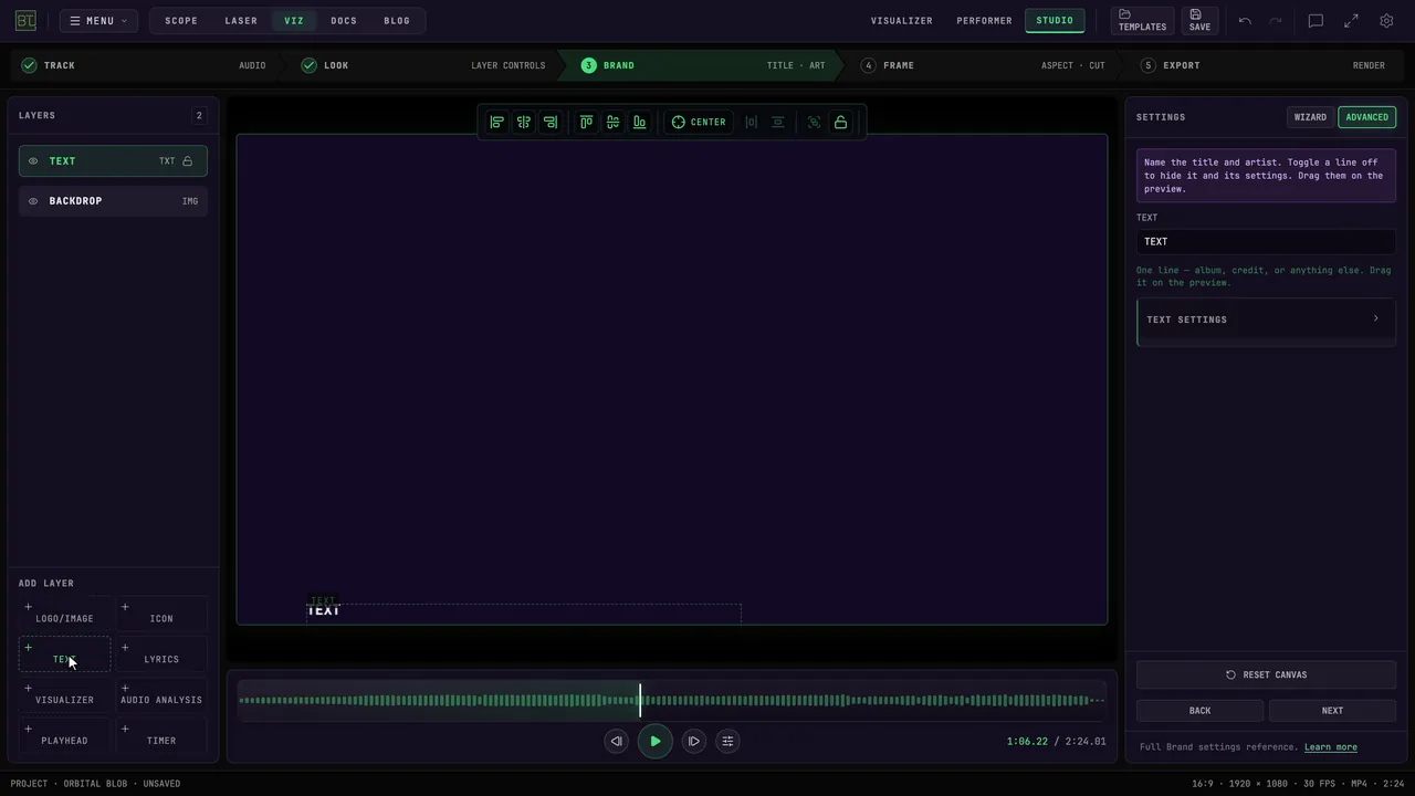 Add a text layer to an empty composition.
