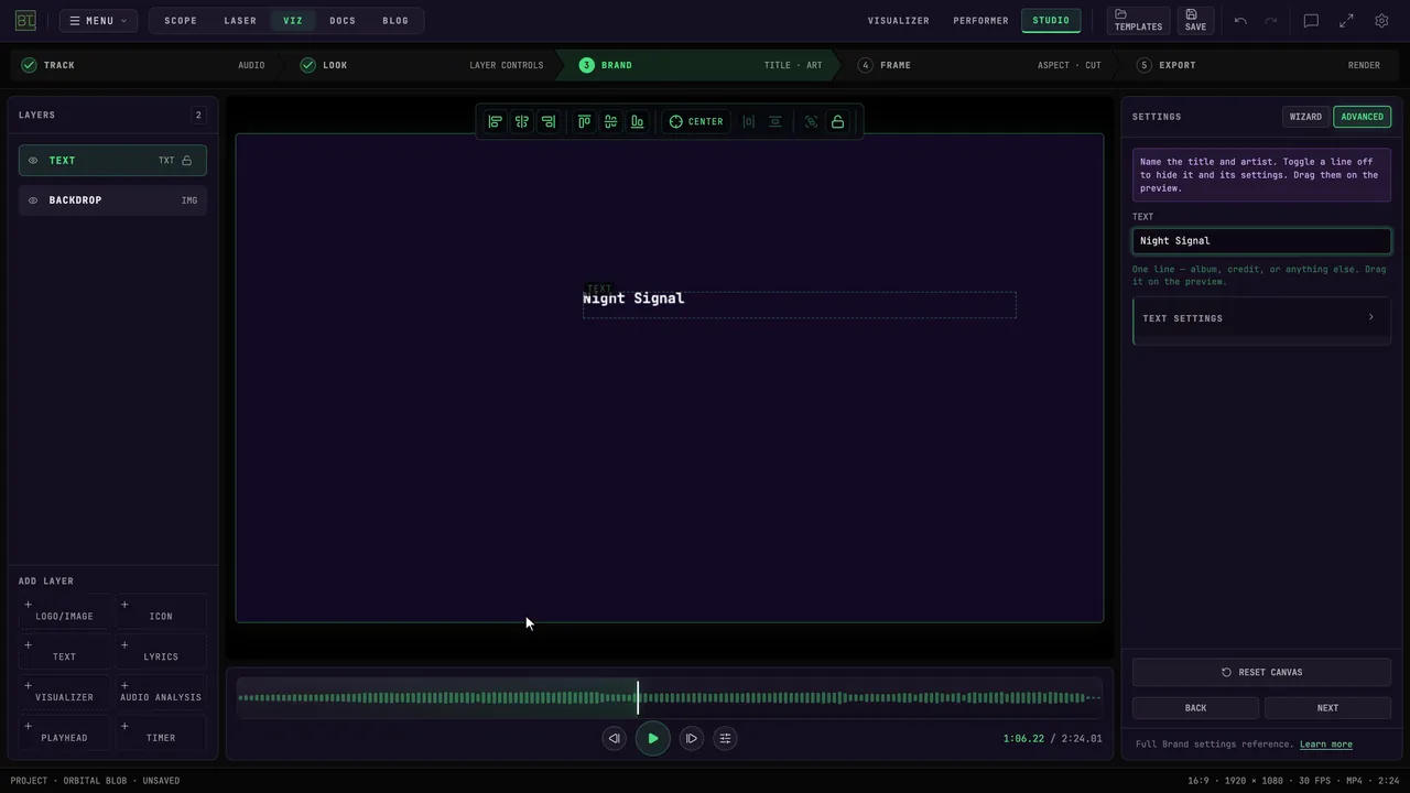 Drag a selected layer directly on the preview.