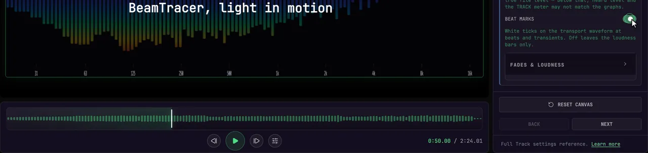 Show beat marks along the waveform.