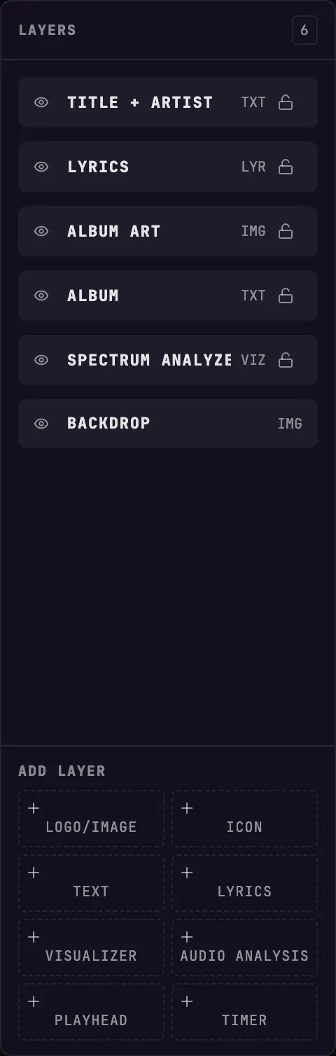 Layers and Add Layer controls