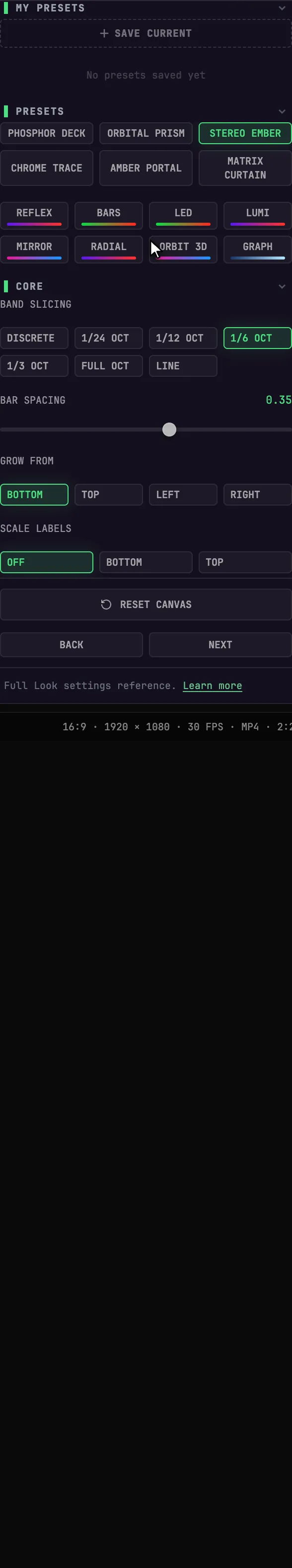 Save a reusable visualizer preset