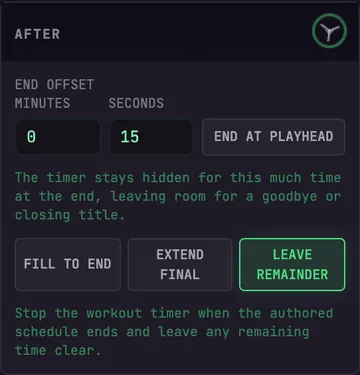 After controls with end offset and the three ending policies