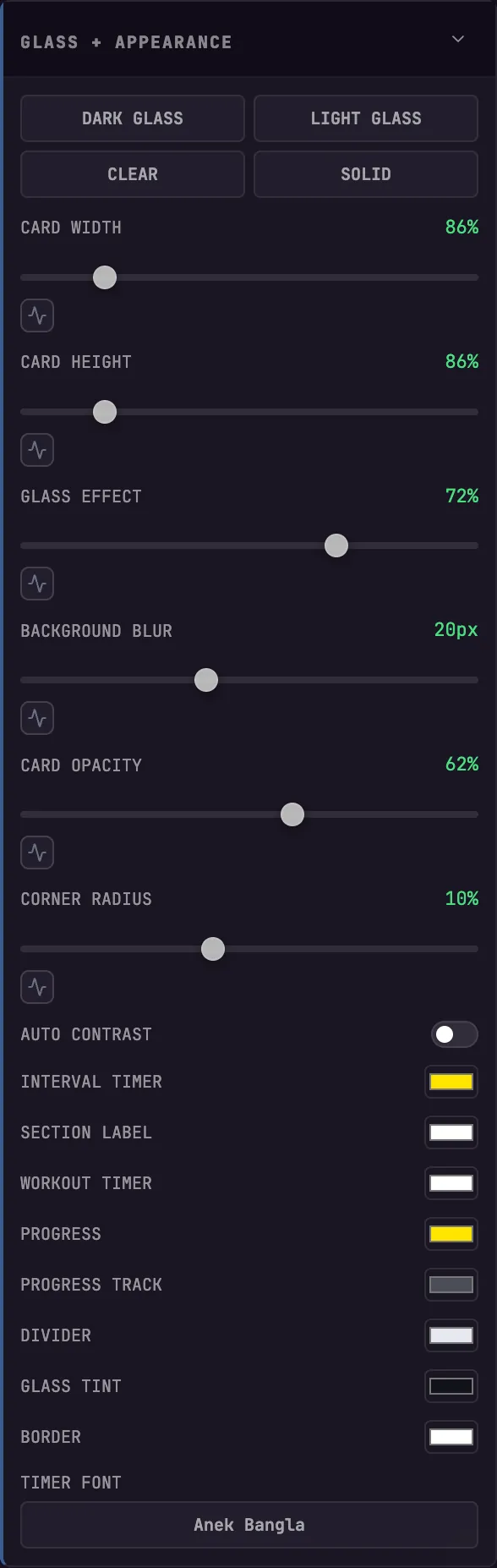 Advanced Glass and Appearance controls