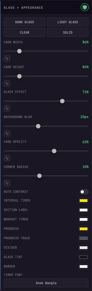 Advanced Glass and Appearance controls