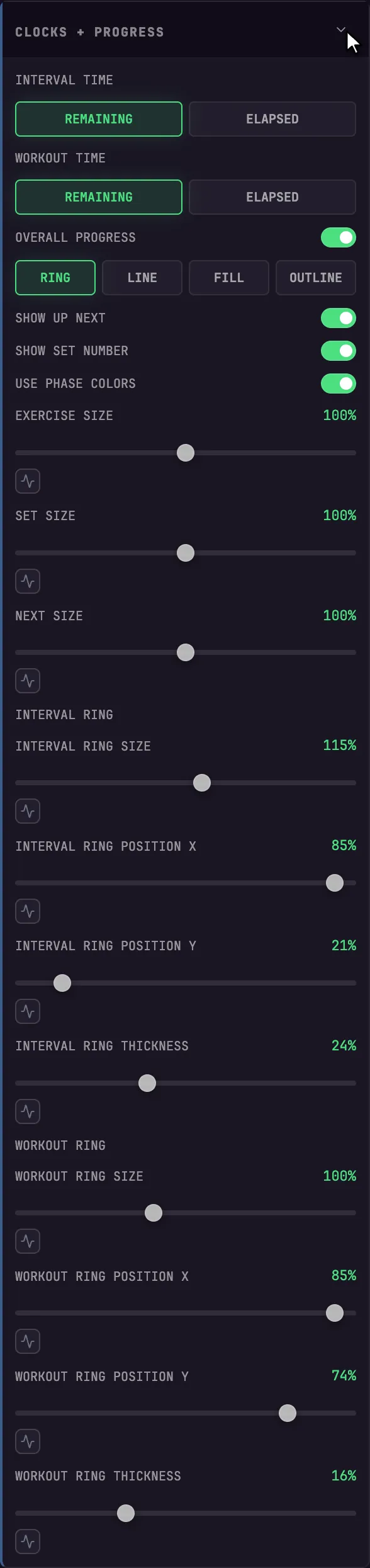 Advanced controls for text sizes and both progress rings