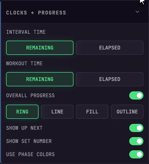 The simplified clock and progress controls in Wizard mode