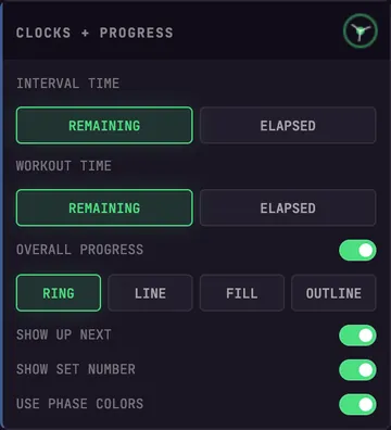 The simplified clock and progress controls in Wizard mode