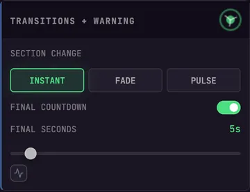 Transition and final-countdown controls