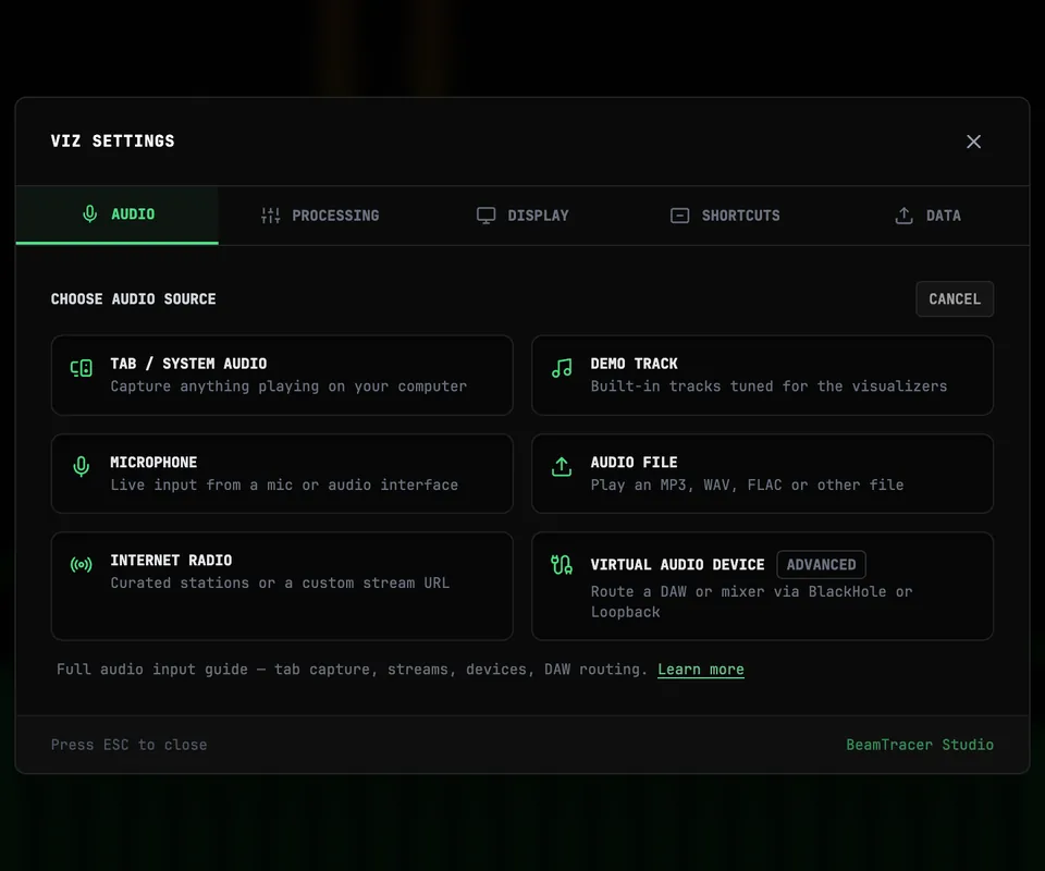 Choose an audio source