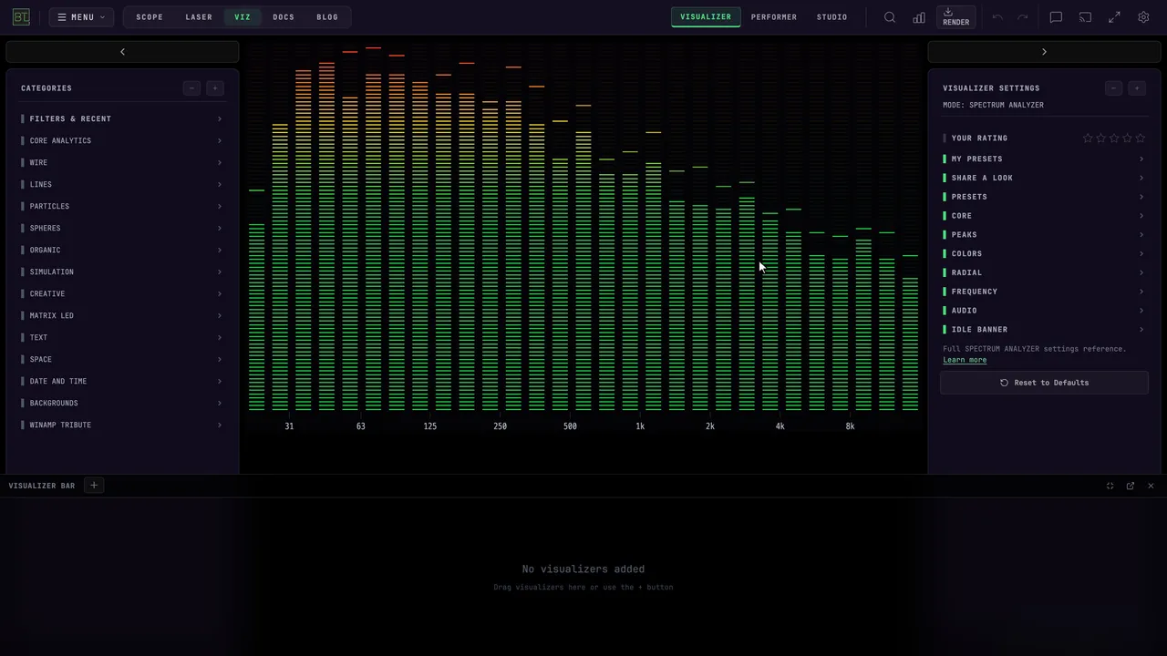 Toggle the Visualizer Bar