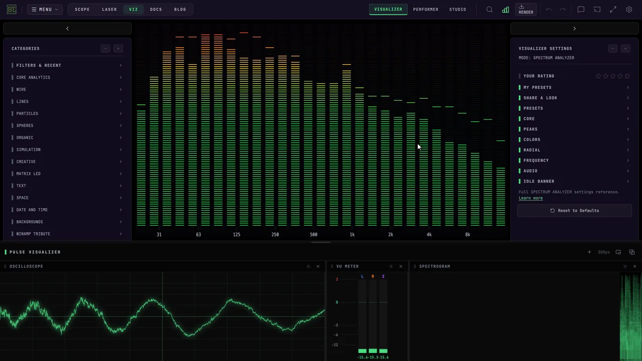 Toggle the Pulse Visualizer dock