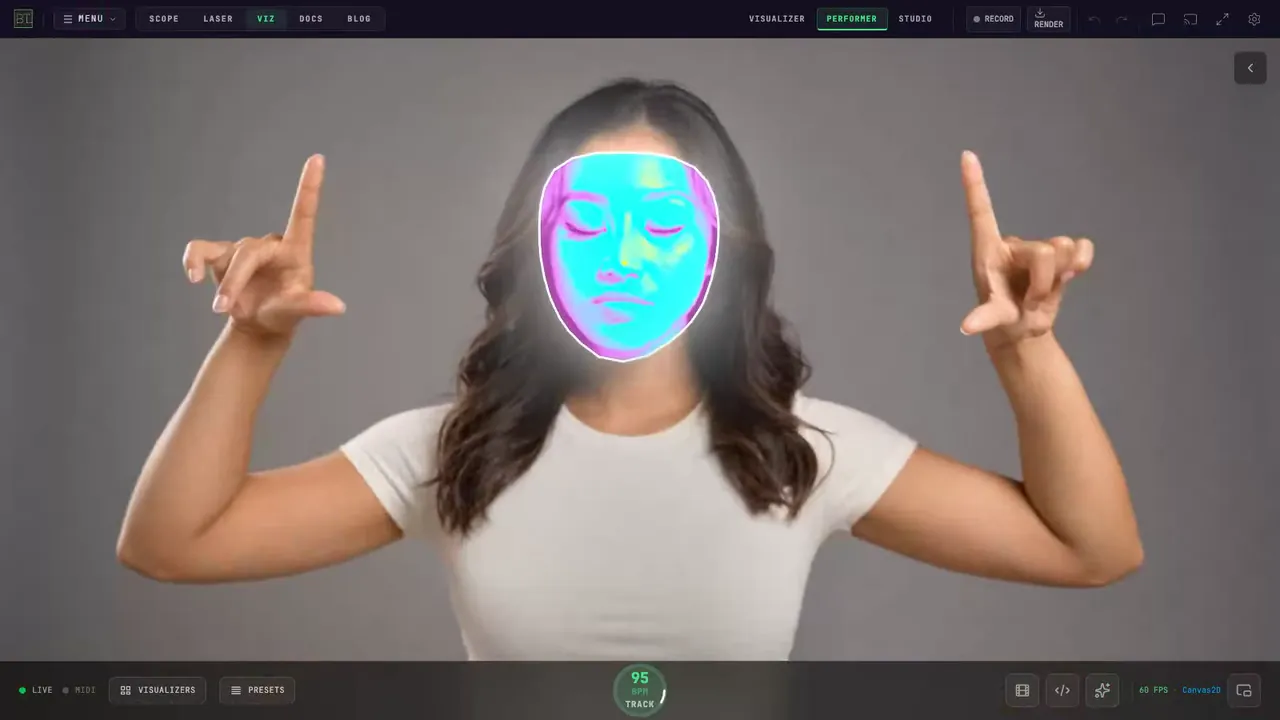 A Pop color treatment confined to Trina’s face in BeamTracer’s FX Rack