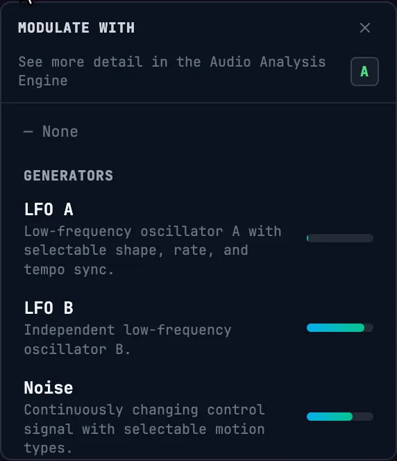 Browse modulation sources