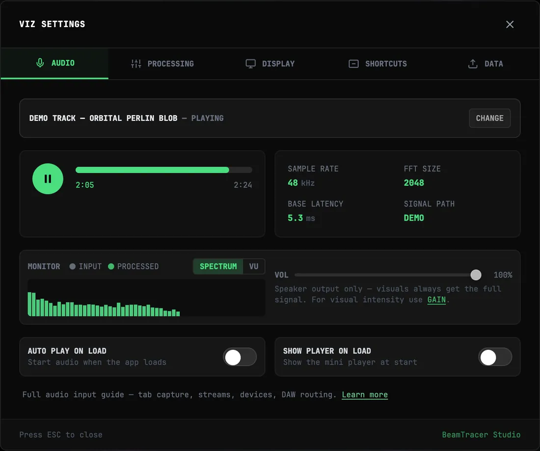 Confirm the current audio source and signal