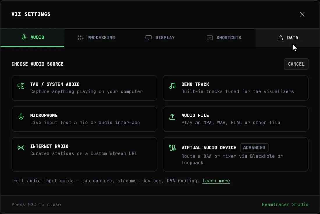 Load a demo track or audio file before rendering