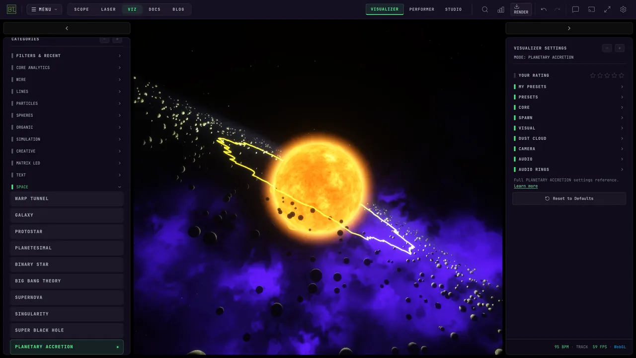 Choose a visualizer from the sidebar
